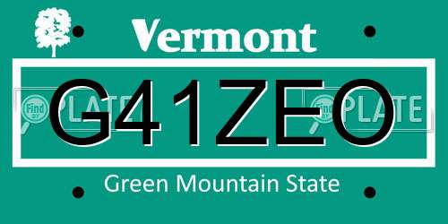 G41ZEO Vermont License Plate