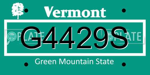 G4429S Vermont License Plate