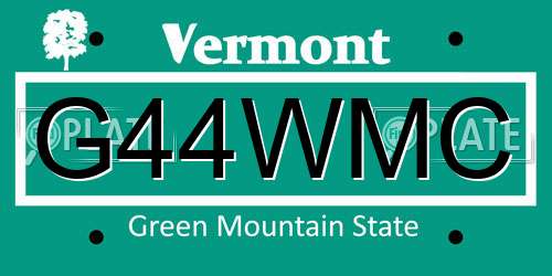 G44WMC Vermont License Plate