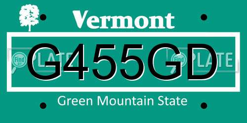 G455GD Vermont License Plate