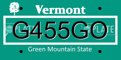 G455GO Vermont License Plate