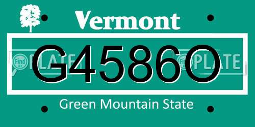 G4586O Vermont License Plate