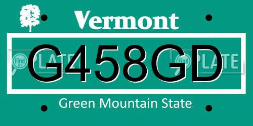 G458GD Vermont License Plate