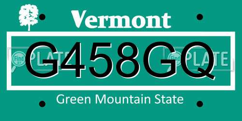 G458GQ Vermont License Plate