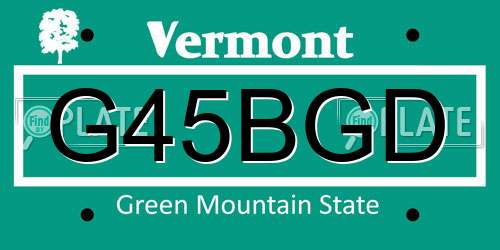 G45BGD Vermont License Plate