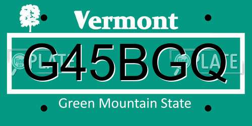 G45BGQ Vermont License Plate