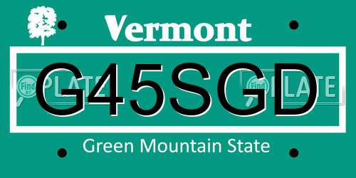 G45SGD Vermont License Plate