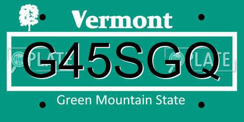 G45SGQ Vermont License Plate