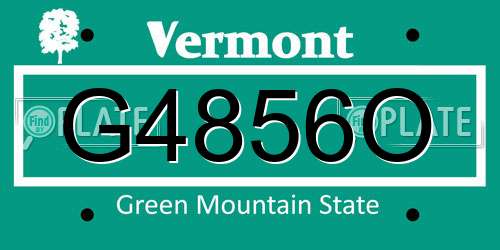 G4856O Vermont License Plate