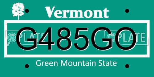 G485GO Vermont License Plate