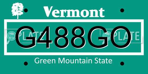 G488GO Vermont License Plate