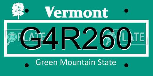 G4R260 Vermont License Plate