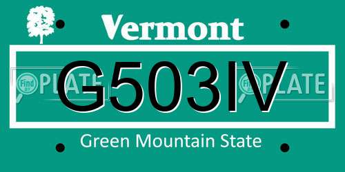 G503IV Vermont License Plate