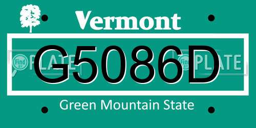 G5086D Vermont License Plate