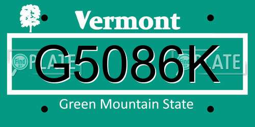 G5086K Vermont License Plate