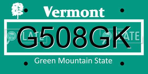 G508GK Vermont License Plate