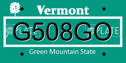 G508GO Vermont License Plate