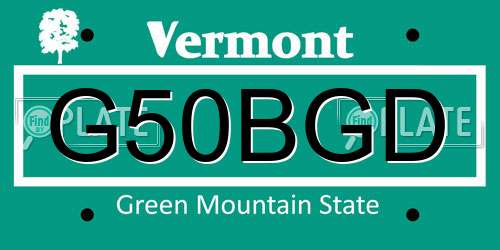 G50BGD Vermont License Plate