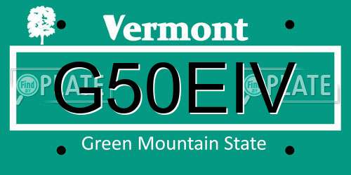 G50EIV Vermont License Plate