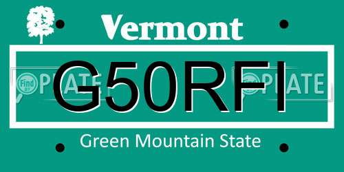 G50RFI Vermont License Plate
