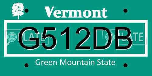 G512DB Vermont License Plate