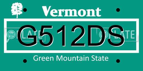 G512DS Vermont License Plate