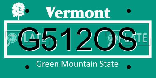 G512OS Vermont License Plate