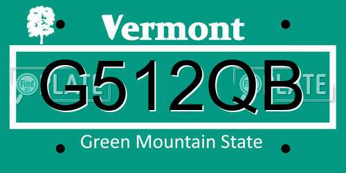 G512QB Vermont License Plate