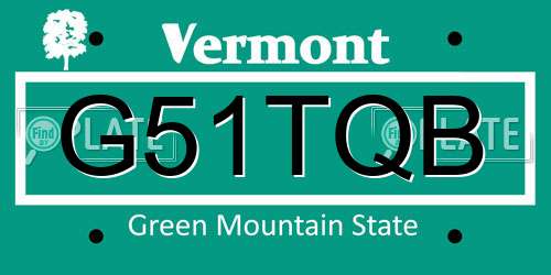 G51TQB Vermont License Plate
