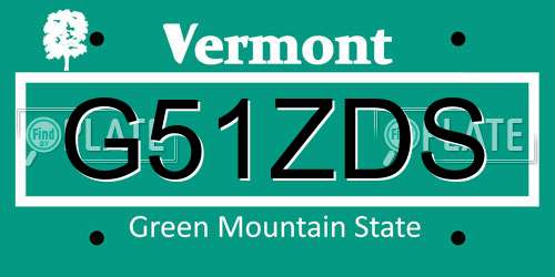 G51ZDS Vermont License Plate