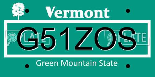 G51ZOS Vermont License Plate