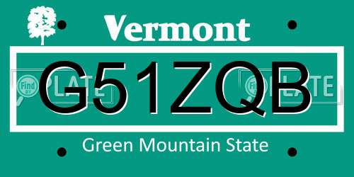 G51ZQB Vermont License Plate