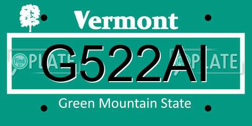 G522AI Vermont License Plate