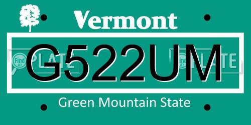 G522UM Vermont License Plate