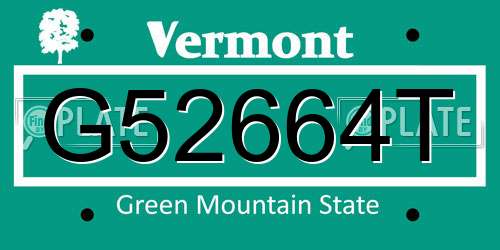 G52664T Vermont License Plate