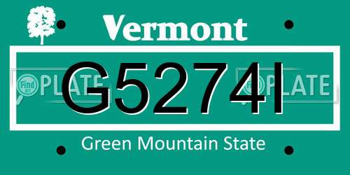 G5274I Vermont License Plate