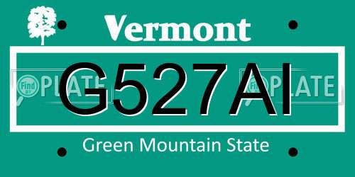 G527AI Vermont License Plate