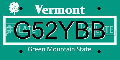 G52YBB Vermont License Plate