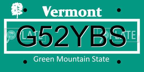 G52YBS Vermont License Plate