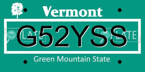G52YSS Vermont License Plate