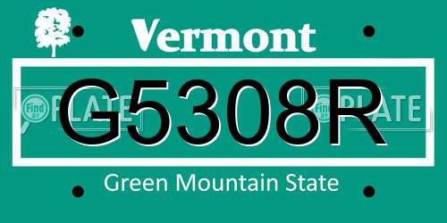 G5308R Vermont License Plate