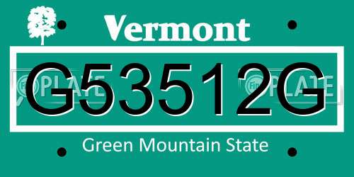 G53512G Vermont License Plate