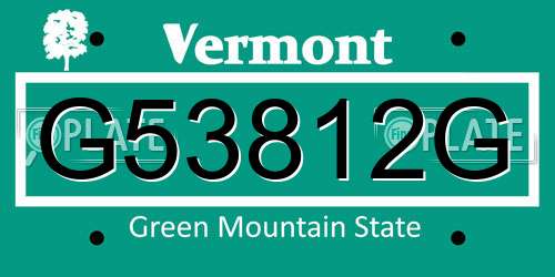 G53812G Vermont License Plate