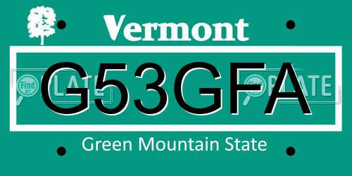G53GFA Vermont License Plate