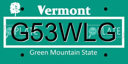 G53WLG Vermont License Plate