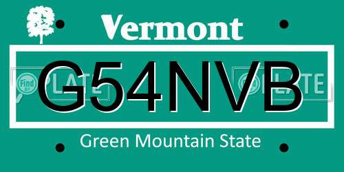G54NVB Vermont License Plate