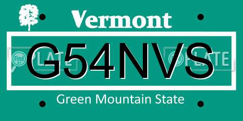 G54NVS Vermont License Plate