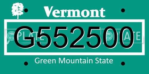 G552500 Vermont License Plate