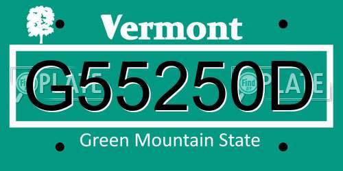 G55250D Vermont License Plate