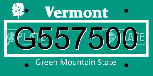 G557500 Vermont License Plate